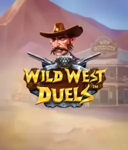  Dive into the daring world of "Wild West Duels" by Pragmatic Play, featuring a tough gunslinger ready for a showdown. The image shows a stern cowboy with crossed pistols, set against a desert backdrop. His intense eyes and elaborate attire embody the spirit of the Old West. The game's title is boldly presented in an ornate font, enhancing the action-packed theme. 